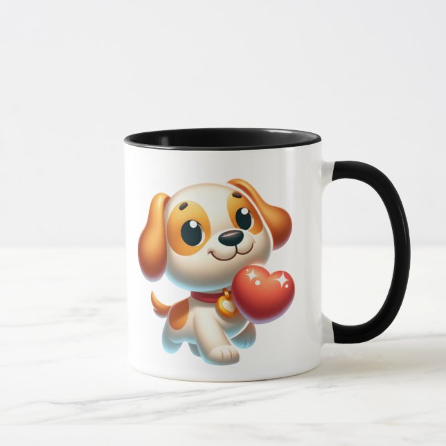 Hund, Welpe Liebe Tasse (Rechts)