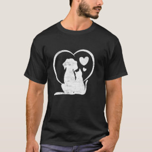 Hund Welpe und Baby Katze Herz - Tier Hund & Katze T-Shirt