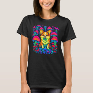Hund Welsh Corgi Psychedelischer Pilz T-Shirt