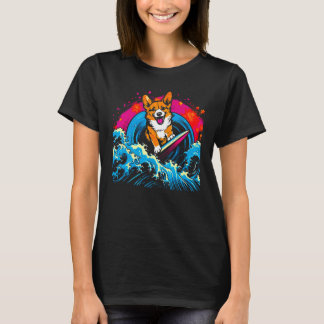 Hund Welsh Corgi Surft T-Shirt