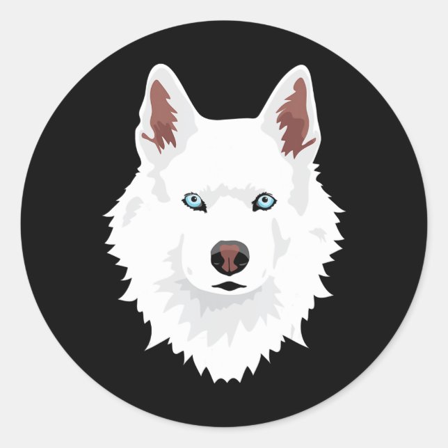 Hund | White Siberian Husky Canine White Snow Dog Runder Aufkleber (Vorderseite)