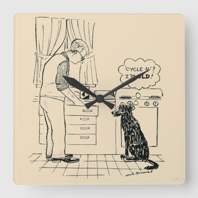 Hund wird älter quadratische wanduhr (Vorderseite)