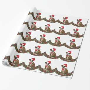 Hund Xmas Boxer Weihnachtsmannmütze Festivals Gar Geschenkpapier