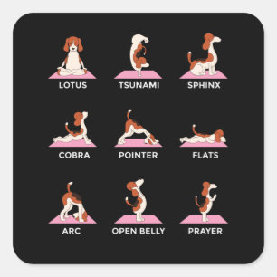 Hund Yoga Posen Funny Geschenk Quadratischer Aufkleber
