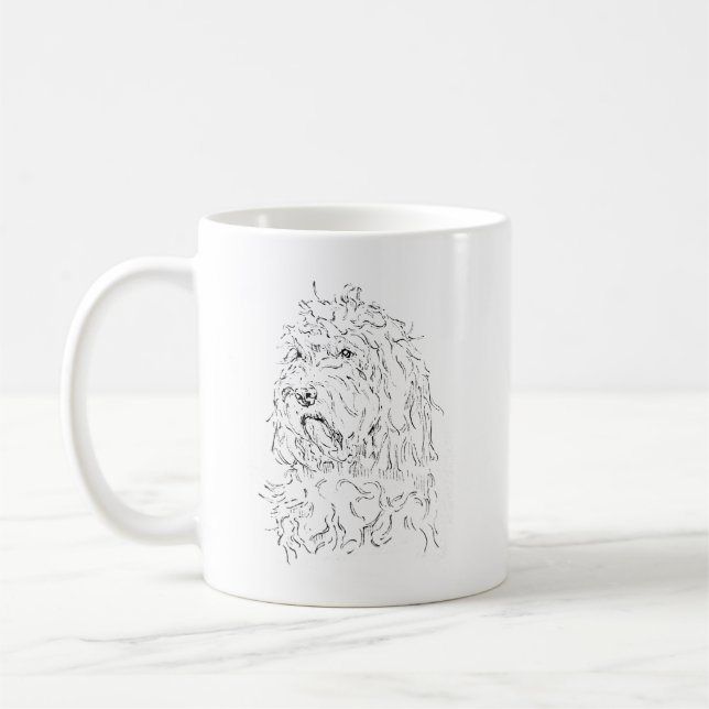 Hund zeichnet Kaffeetasse Cockapoo (Links)