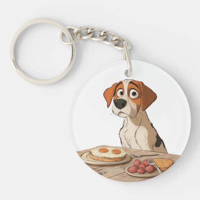 Hund zum Frühstück Schlüsselanhänger (Vorderseite)