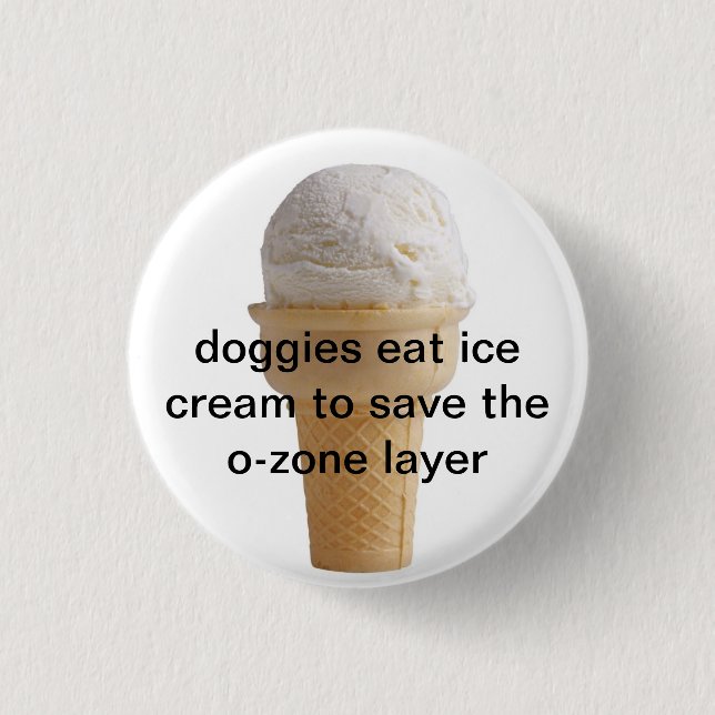 Hündchen essen Eiscreme Button (Vorderseite)