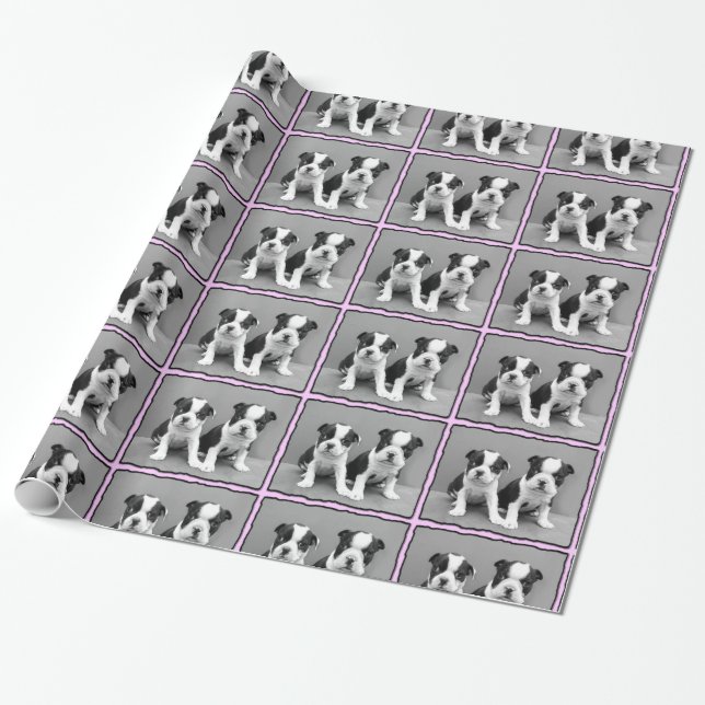 Hündchen-Geschenk-Packpapier Bostons Terrier Geschenkpapier (Ungerollt)