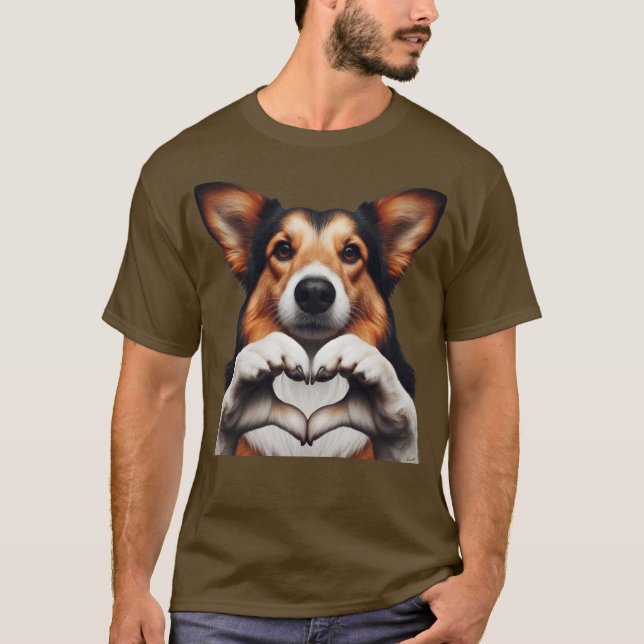 Hündchen Herz T-Shirt (Vorderseite)