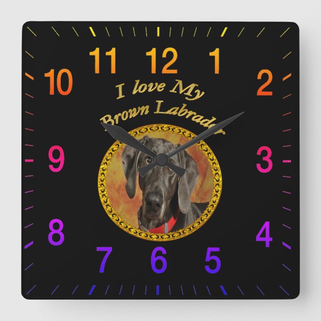 Hündchen-Hund Quadratische Wanduhr (Vorderseite)