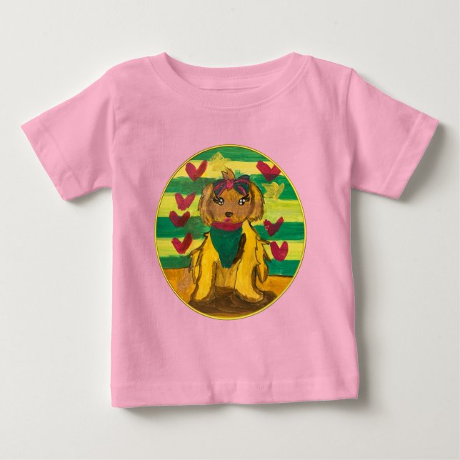 Hundchen "Kunst von Kindern" Baby T-shirt (Vorderseite)