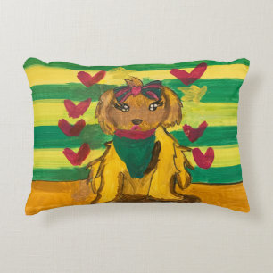 Hundchen "Kunst von Kindern" Dekokissen