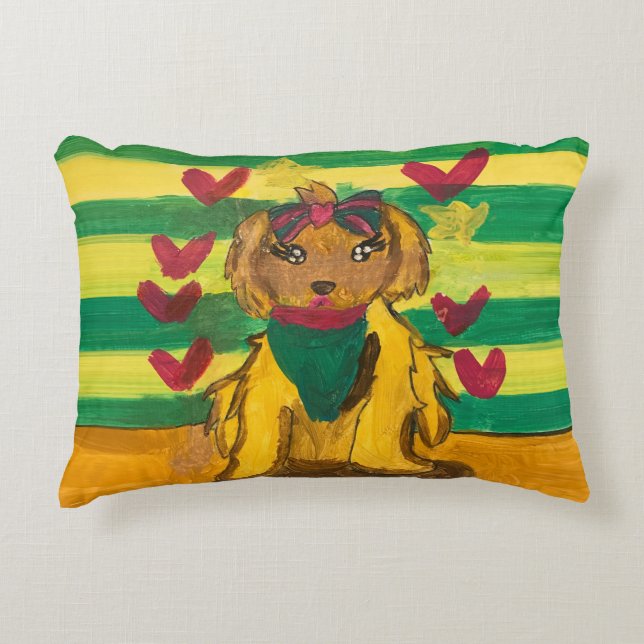 Hundchen "Kunst von Kindern" Dekokissen (Vorderseite)