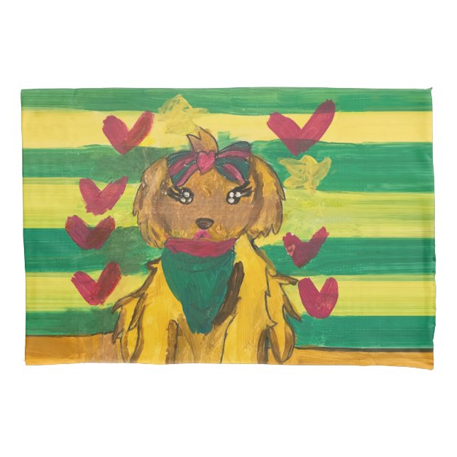 Hundchen "Kunst von Kindern" Kissenbezug (Vorderseite)