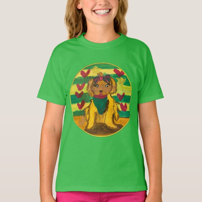 Hündchen "Kunst von Kindern" T-Shirt (Vorderseite)