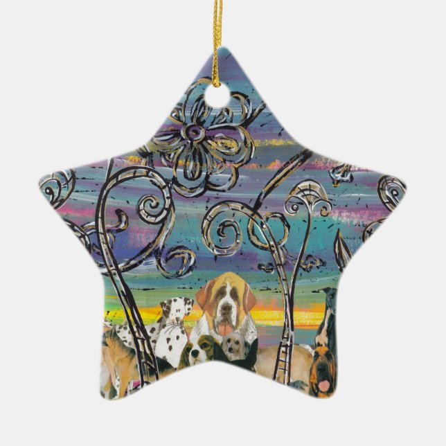 Hündchen-Tagesverzierung Keramikornament (Vorne)