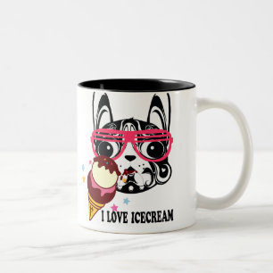 Hündchenhundsunglass Eiscreme-Tasse Zweifarbige Tasse