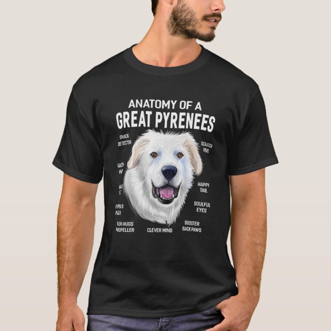 Hunde 365 Anatomie einer großen Pyrenäen Hund Funn T-Shirt (Vorderseite)