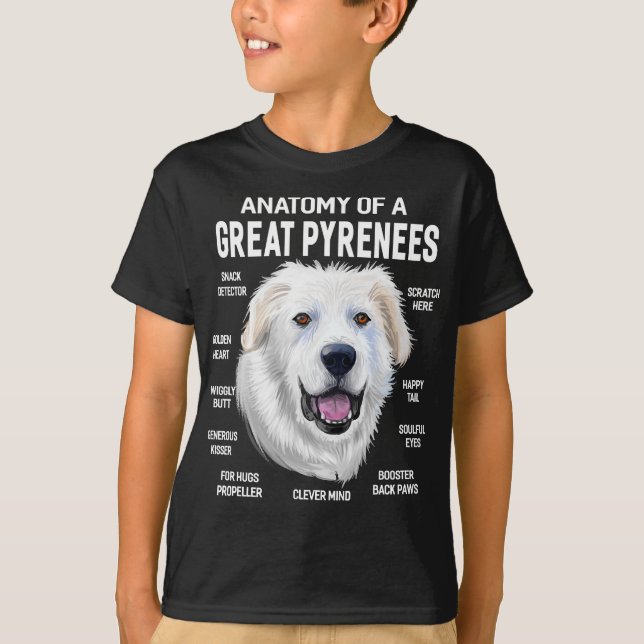 Hunde 365 Anatomie einer großen Pyrenäen Hund Funn T-Shirt (Vorderseite)