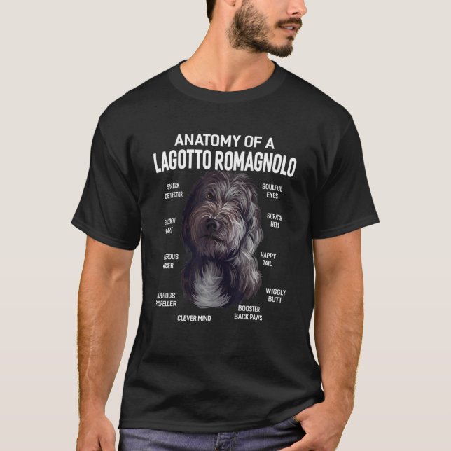 Hunde 365 Anatomie eines Lagotto Romagnolo Hund Fu T-Shirt (Vorderseite)