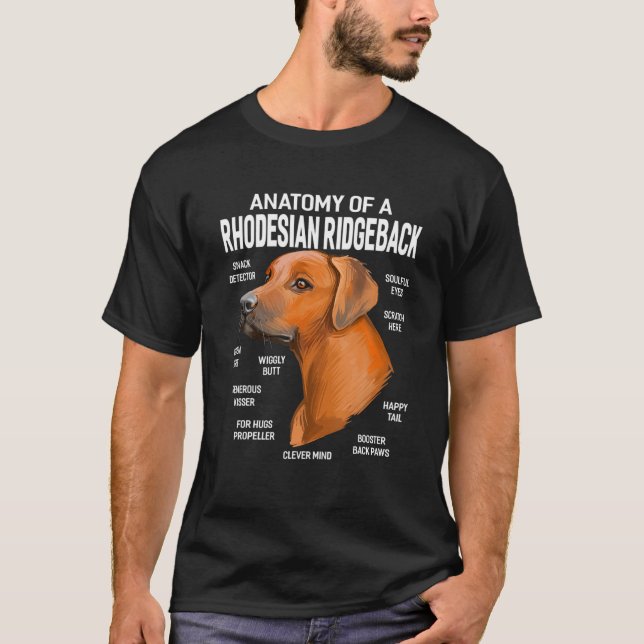 Hunde 365 Anatomie eines Rhodesian Ridgeback Dog F T-Shirt (Vorderseite)
