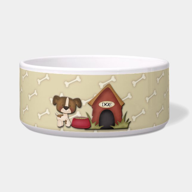 Hunde - 3 Hungrige Welpen Napf (Vorderseite)