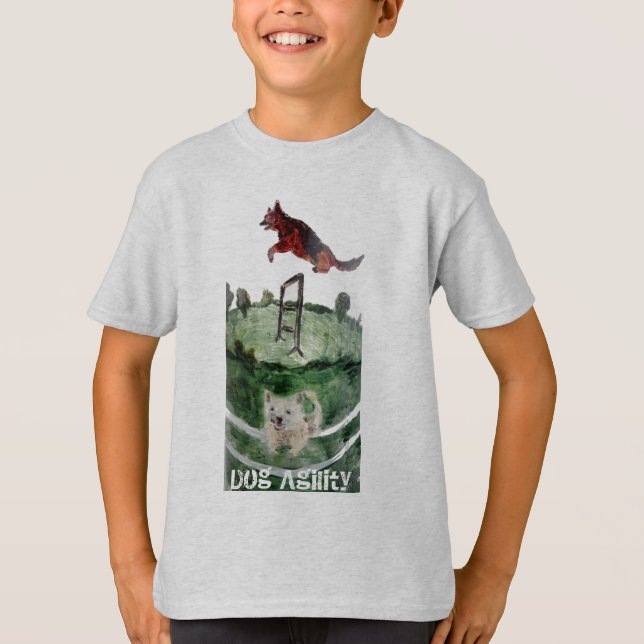 Hunde Agility Malerei T-Shirt (Vorderseite)