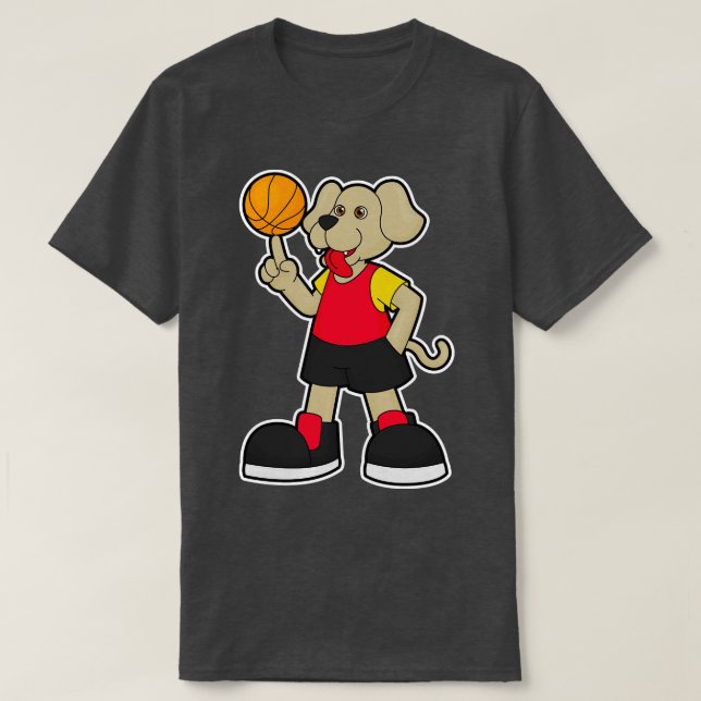 Hunde als Basketballspieler mit Basketball 3 T-Shirt (Design vorne)