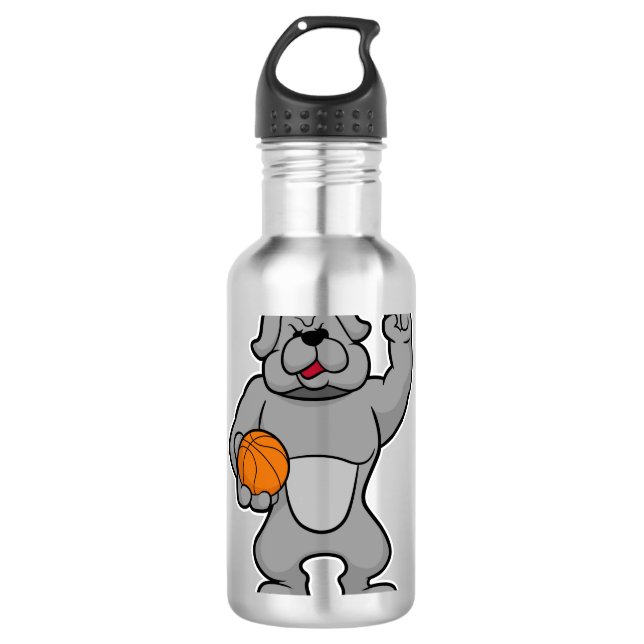 Hunde als Basketballspieler mit Basketball Edelstahlflasche (Vorderseite)