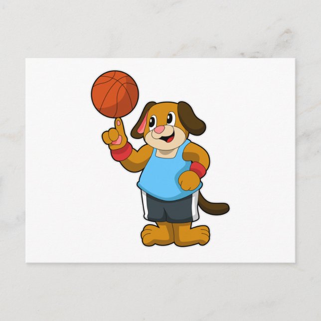 Hunde als Basketballspieler mit Basketball Postkarte
