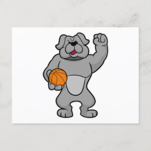 Hunde als Basketballspieler mit Basketball Postkarte