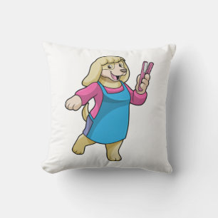 Hunde als Friseur mit Kamm Kissen