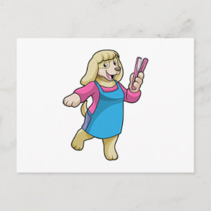 Hunde als Friseur mit Kamm Postkarte