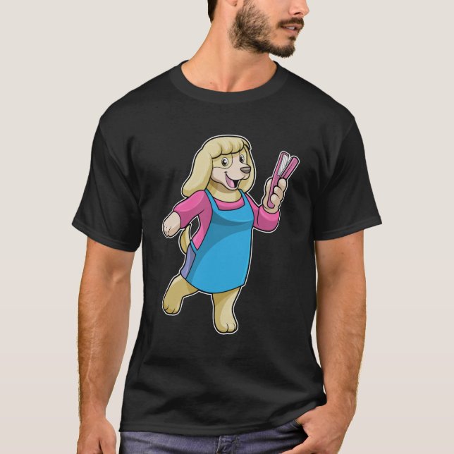 Hunde als Friseur mit Kamm T-Shirt (Vorderseite)