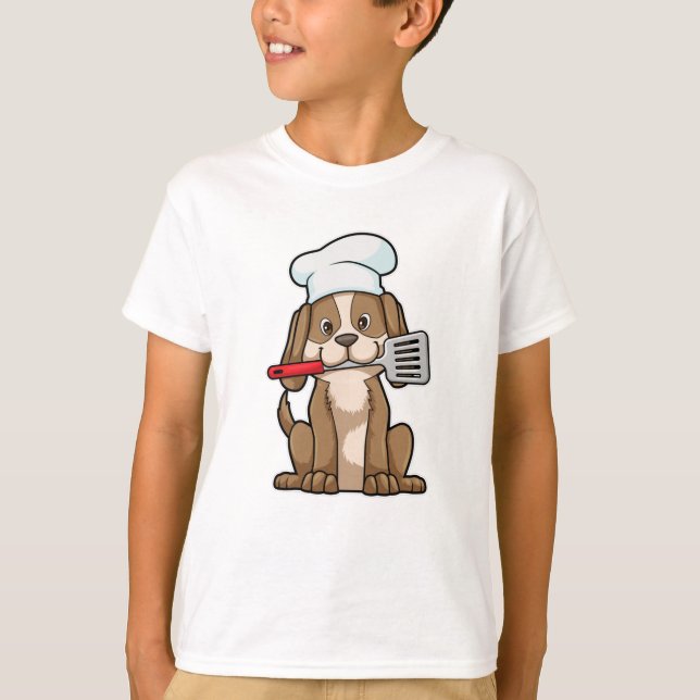 Hunde als Koch mit Koch Hut & Spatula T-Shirt (Vorderseite)
