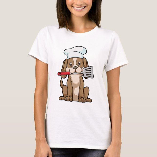 Hunde als Koch mit Koch Hut & Spatula T-Shirt (Vorderseite)
