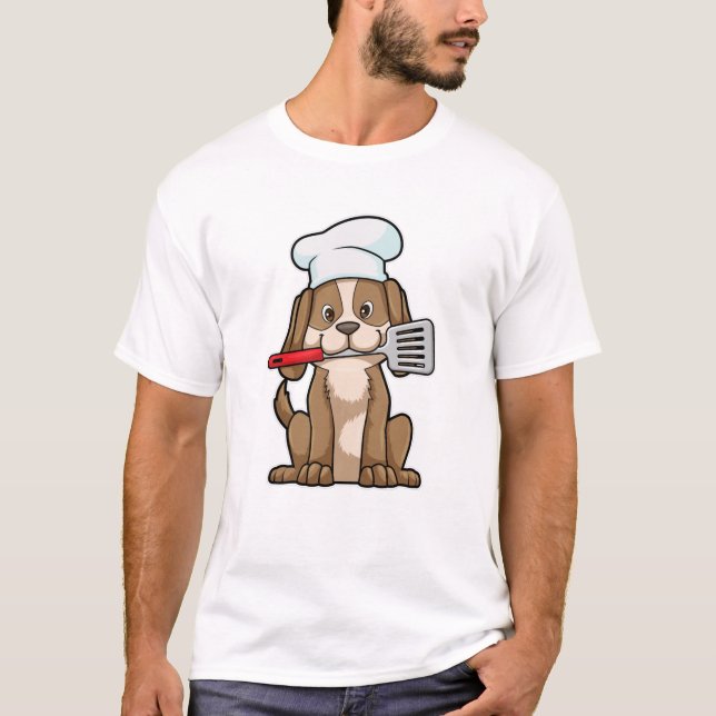 Hunde als Koch mit Koch Hut & Spatula T-Shirt (Vorderseite)