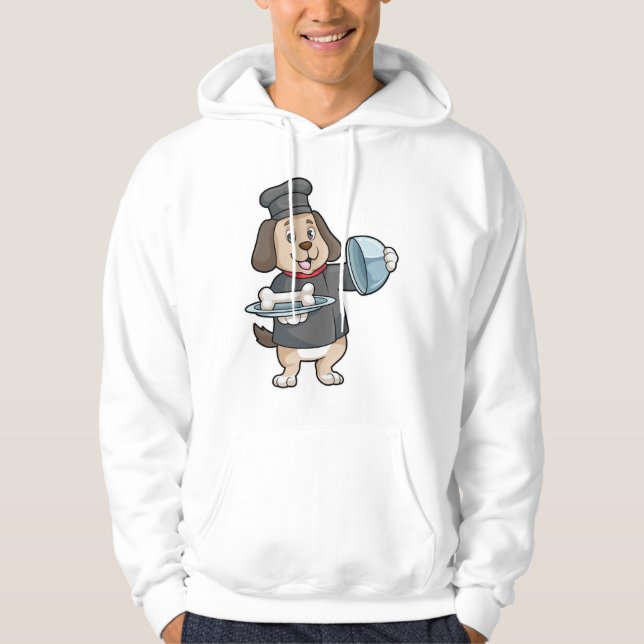 Hunde als Koch mit Platter & Knochen Hoodie (Vorderseite)