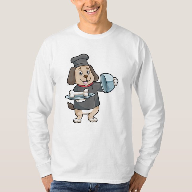 Hunde als Koch mit Platter & Knochen T-Shirt (Vorderseite)