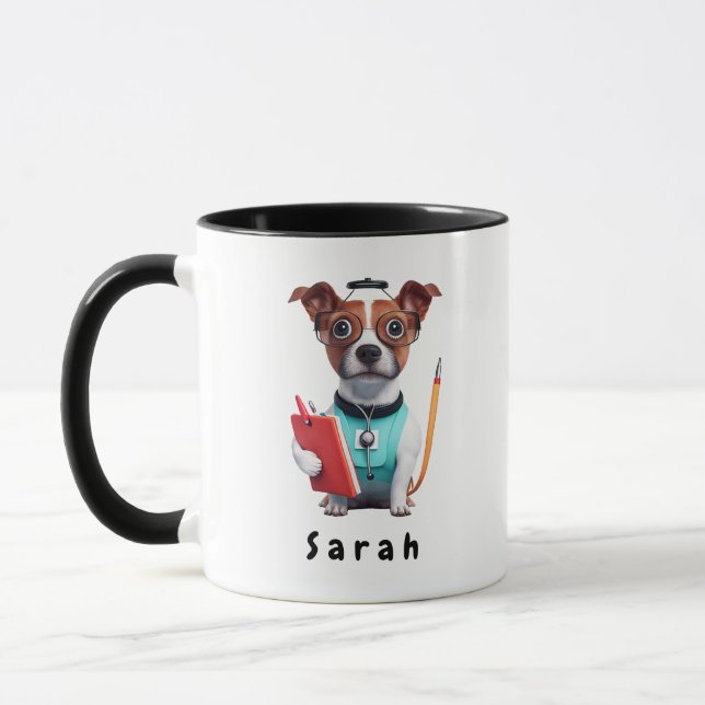 Hunde als Krankenschwester, Hunde tragen Krankensc Tasse (Links)