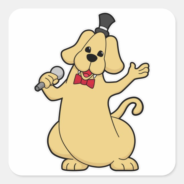Hunde als Sänger mit Mikrofon Quadratischer Aufkleber (Vorderseite)