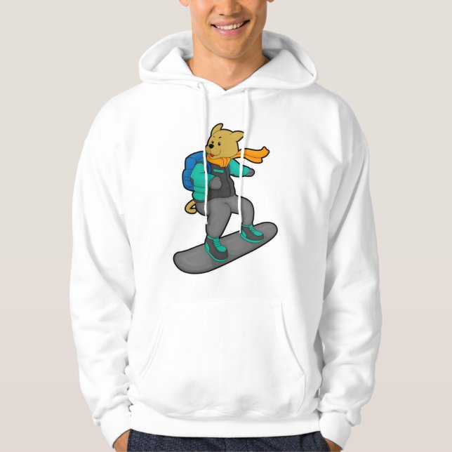 Hunde als Snowboarder mit Snowboard & Backpack Hoodie (Vorderseite)