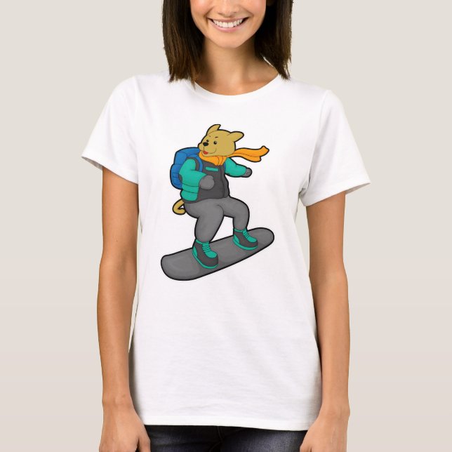 Hunde als Snowboarder mit Snowboard & Backpack T-Shirt (Vorderseite)