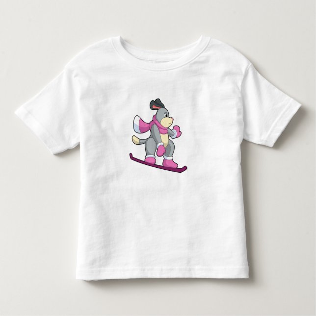 Hunde als Snowboarder mit Sonowboard Kleinkind T-shirt (Vorderseite)