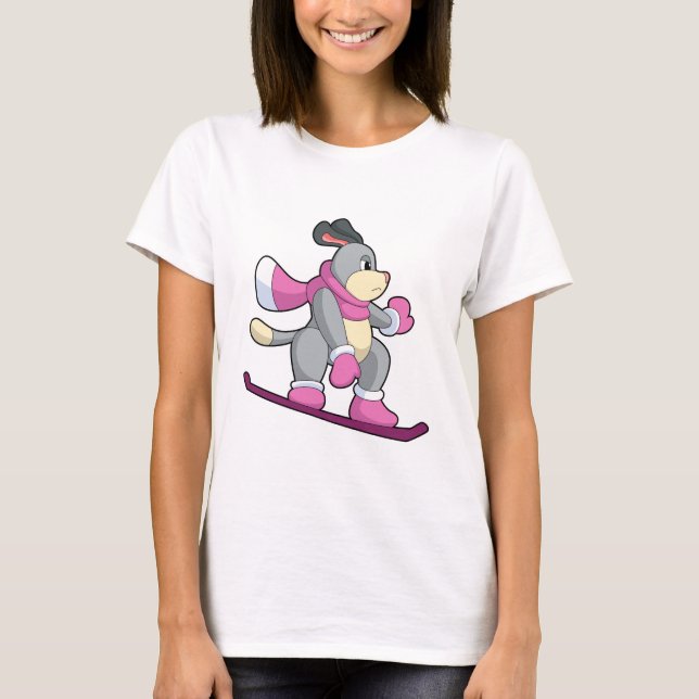 Hunde als Snowboarder mit Sonowboard T-Shirt (Vorderseite)