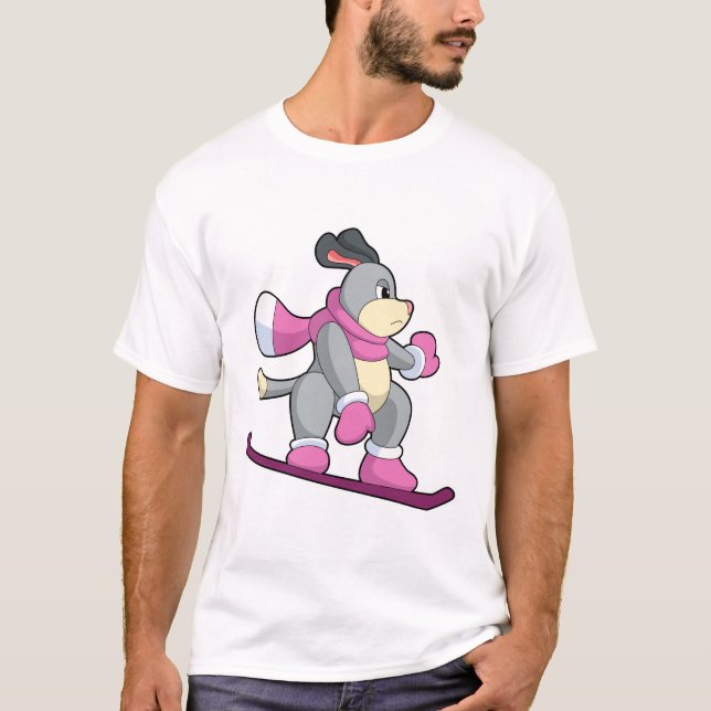 Hunde als Snowboarder mit Sonowboard T-Shirt (Vorderseite)
