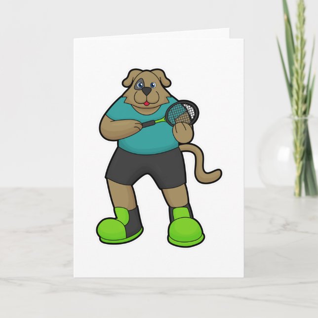 Hunde als Tennisspieler mit Tennisschläger Karte (Vorderseite)
