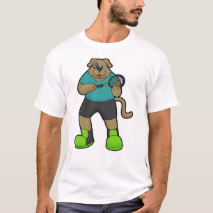 Hunde als Tennisspieler mit Tennisschläger T-Shirt