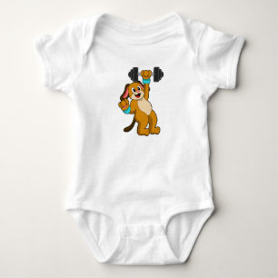 Hunde am Krafttraining mit Dumbell Baby Strampler