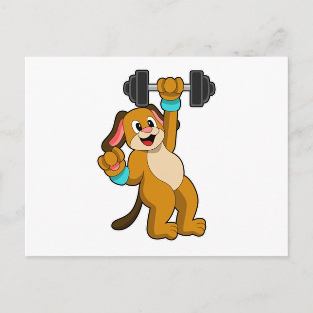 Hunde am Krafttraining mit Dumbell Postkarte (Vorderseite)